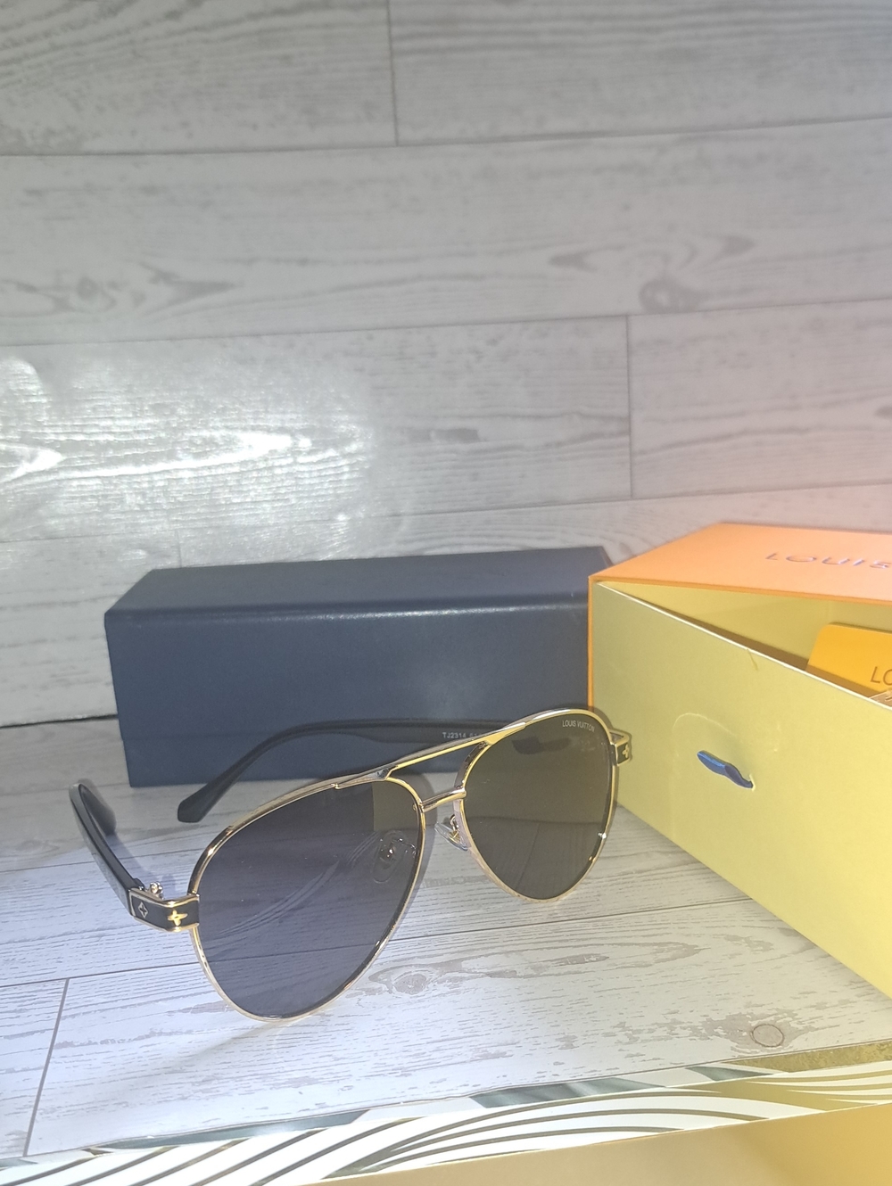 Gold Frame Black Lens Aviator Sunglasses - Men Accessories
